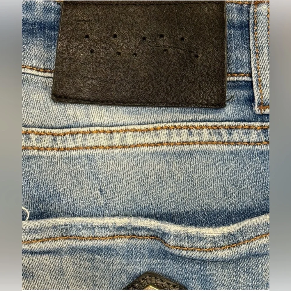 Philipp Plein Distressed Straight Leg Jeans Light Blue Waist 29 Men